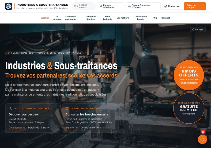 Aperçu du site Industries & Sous-traitances